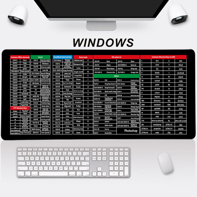 ⌨️Quick Key Super Large Anti-slip Keyboard Pad - with Office Software Shortcuts Pattern👨💻👩💻
