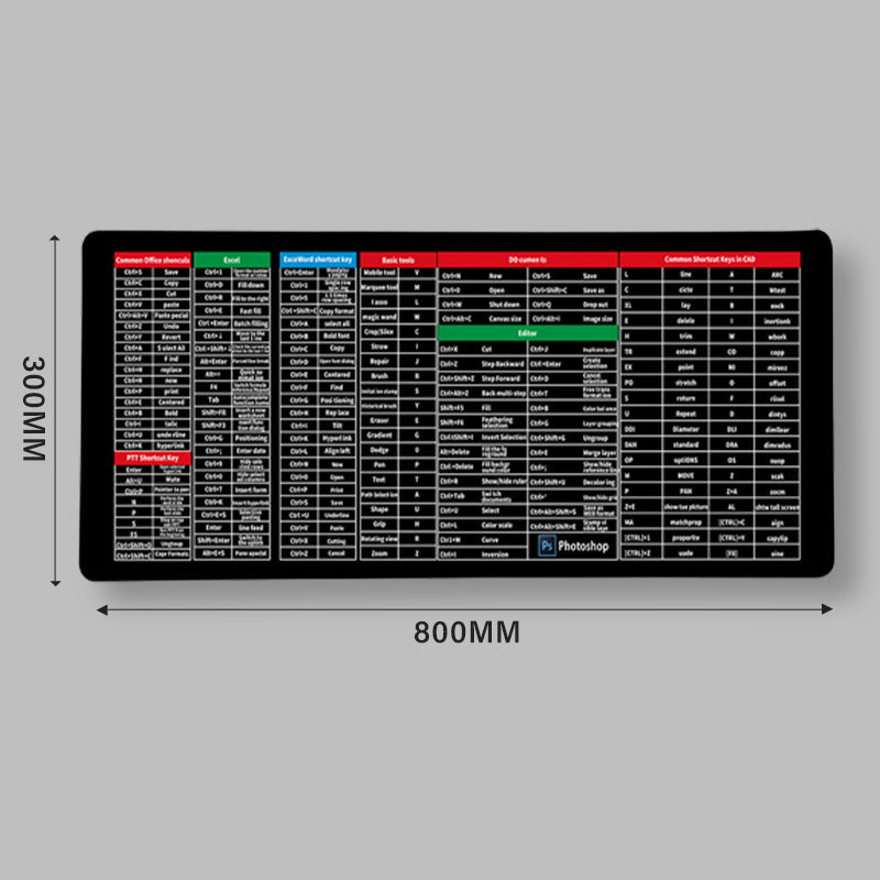 ⌨️Quick Key Super Large Anti-slip Keyboard Pad - with Office Software Shortcuts Pattern👨💻👩💻