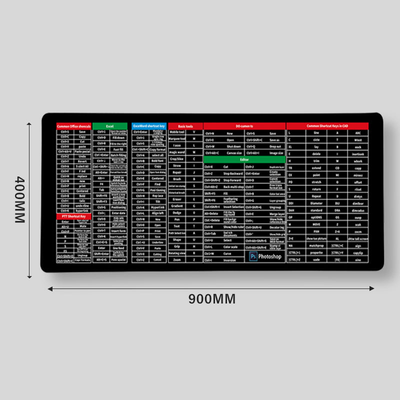 ⌨️Quick Key Super Large Anti-slip Keyboard Pad - with Office Software Shortcuts Pattern👨💻👩💻