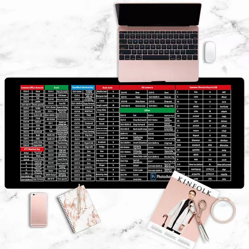 ⌨️Quick Key Super Large Anti-slip Keyboard Pad - with Office Software Shortcuts Pattern👨💻👩💻