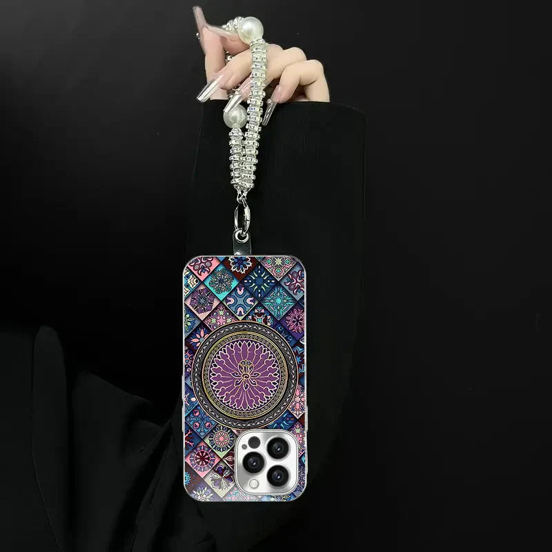 Colorful Blue Lotus Flower Totem Case Kit for iPhone - Get a FREE Exquisite Diamond Bracelet!🔥
