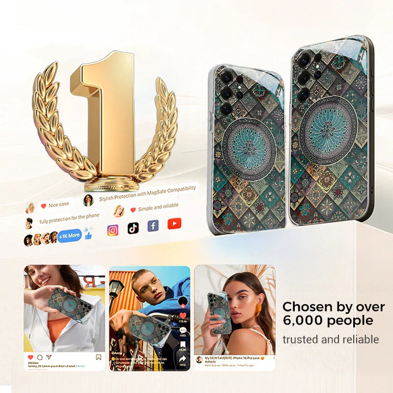 Farbenfrohe blaue Totem-Hülle mit Lotusblüte für die Samsung S-Serie – Erhalten Sie KOSTENLOS ein exquisites Diamantarmband!🔥