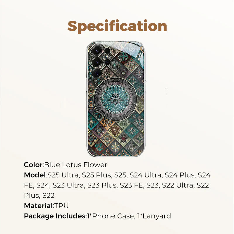 Farbenfrohe blaue Totem-Hülle mit Lotusblüte für die Samsung S-Serie – Erhalten Sie KOSTENLOS ein exquisites Diamantarmband!🔥