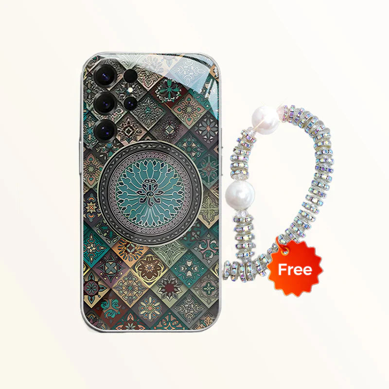 Farbenfrohe blaue Totem-Hülle mit Lotusblüte für die Samsung S-Serie – Erhalten Sie KOSTENLOS ein exquisites Diamantarmband!🔥