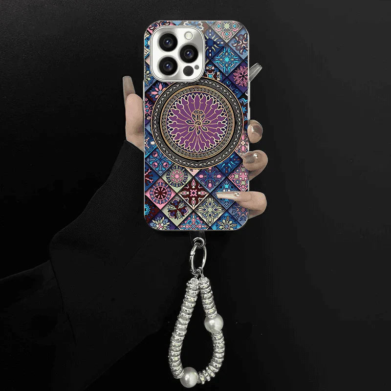 Colorful Blue Lotus Flower Totem Case Kit for iPhone - Get a FREE Exquisite Diamond Bracelet!🔥