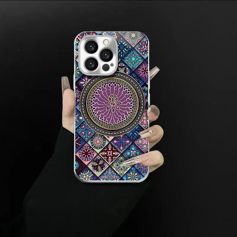 Colorful Blue Lotus Flower Totem Case Kit for iPhone - Get a FREE Exquisite Diamond Bracelet!🔥
