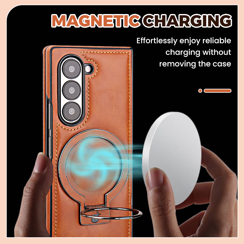 Luxury Business Style PU Leather Magnetic Protective Case with Stand for Samsung Z Flip and Z Fold
