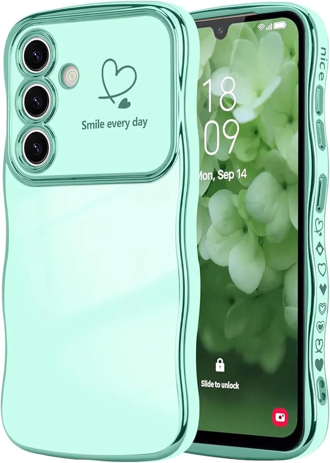 Fashionable Ripple Heart Solid Color Shockproof Case for Samsung