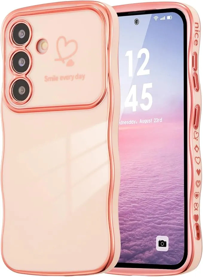 Fashionable Ripple Heart Solid Color Shockproof Case for Samsung