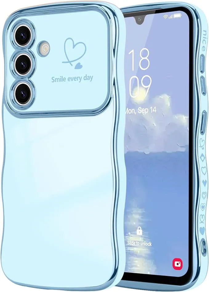 Fashionable Ripple Heart Solid Color Shockproof Case for Samsung