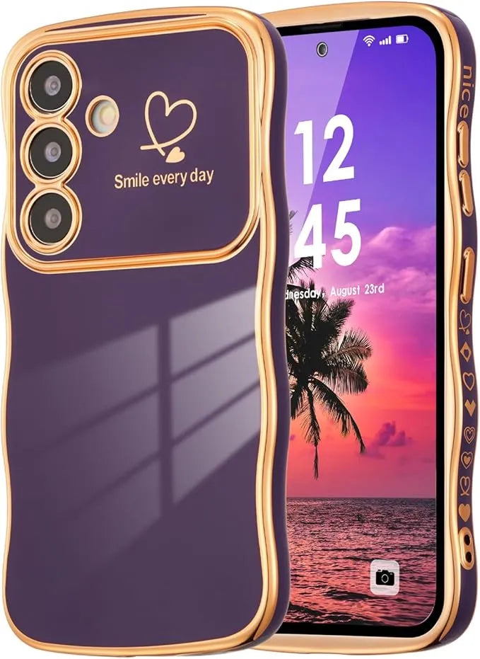 Fashionable Ripple Heart Solid Color Shockproof Case for Samsung