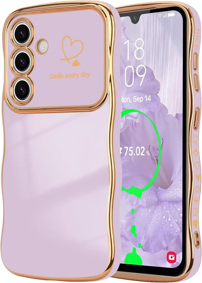 Fashionable Ripple Heart Solid Color Shockproof Case for Samsung