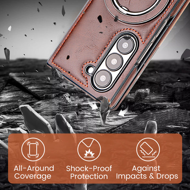 Luxury Business Style PU Leather Magnetic Protective Case with Stand for Samsung Z Flip and Z Fold