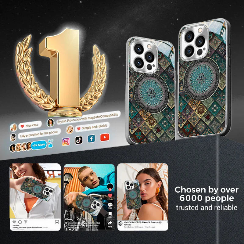 Colorful Blue Lotus Flower Totem Case Kit for iPhone - Get a FREE Exquisite Diamond Bracelet!🔥