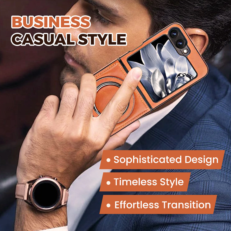 Luxury Business Style PU Leather Magnetic Protective Case with Stand for Samsung Z Flip and Z Fold