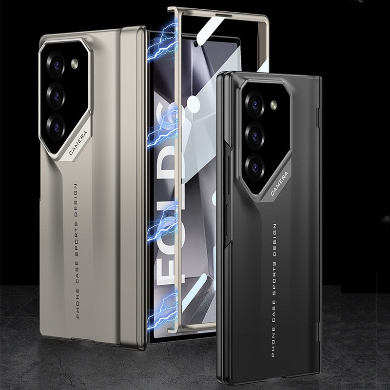 Samsung Galaxy Z Fold Series Magnetic Hinge Folding Phone Cover with 9H Ultra Clear film Protection