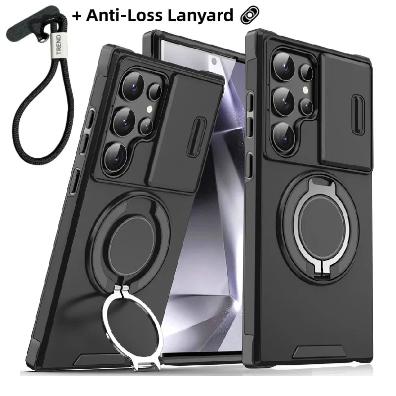 Orange and pink are sold out! 🥳 2026 Hot Seller 🥳💞 Over 50,000 units sold! 🎬🔥 50% off! Samsung 3-in-1 Magnetic Phone Case – Plug and play stand + camera bump protection + all-around protection. Your all-around everyday shield. 🛡️🧲