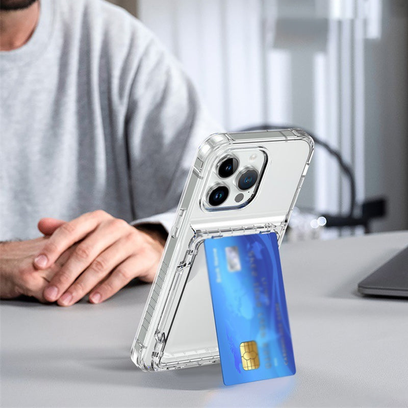 Transparent photocard phonecase clear phonecase with photocard holder with flip open card holder with Flip Large Cards Slot Holder for iphone 13 14 15 series
