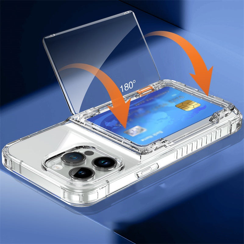 Transparent photocard phonecase clear phonecase with photocard holder with flip open card holder with Flip Large Cards Slot Holder for iphone 13 14 15 series
