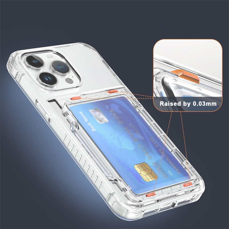 Transparent photocard phonecase clear phonecase with photocard holder with flip open card holder with Flip Large Cards Slot Holder for iphone 13 14 15 series