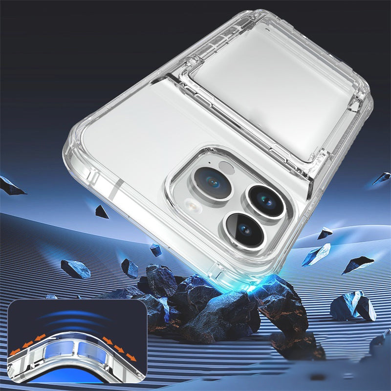 Transparent photocard phonecase clear phonecase with photocard holder with flip open card holder with Flip Large Cards Slot Holder for iphone 13 14 15 series