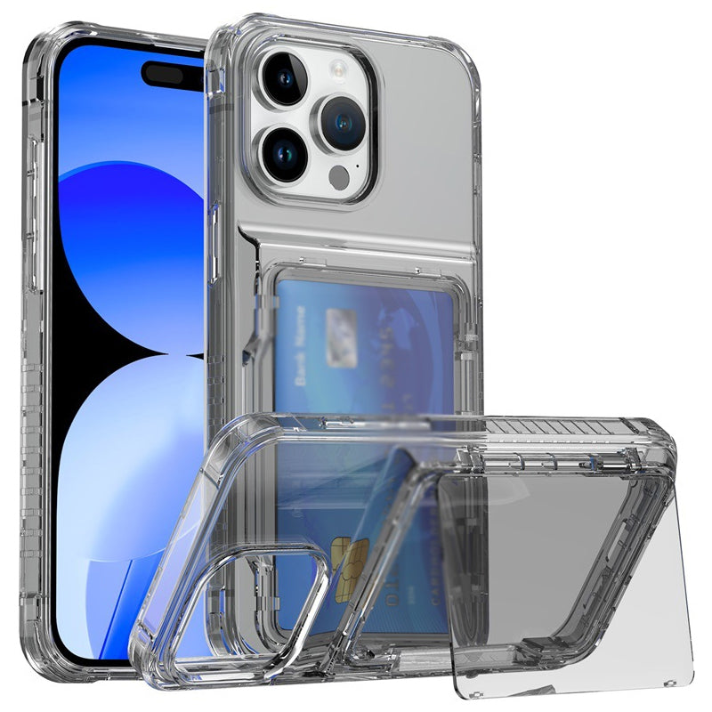 Transparent photocard phonecase clear phonecase with photocard holder with flip open card holder with Flip Large Cards Slot Holder for iphone 13 14 15 series