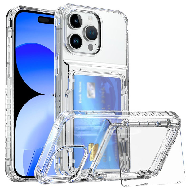 Transparent photocard phonecase clear phonecase with photocard holder with flip open card holder with Flip Large Cards Slot Holder for iphone 13 14 15 series