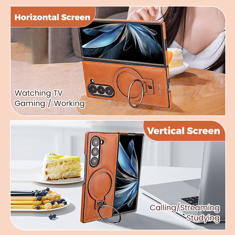 Luxury PU Leather Magnetic Case with Stand for Samsung Z Fold 3/4/5/6