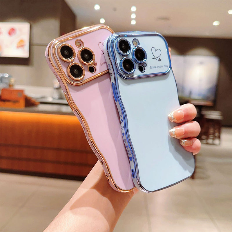 New Arrival - Fashionable Ripple Heart Solid Color Shockproof iPhone Case