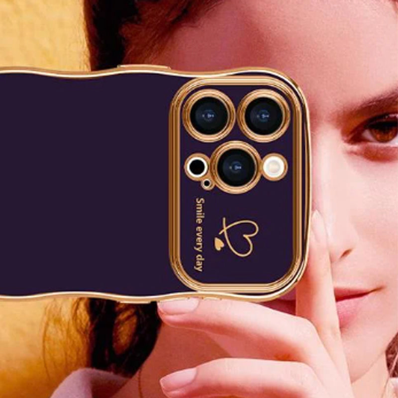 New Arrival - Fashionable Ripple Heart Solid Color Shockproof iPhone Case