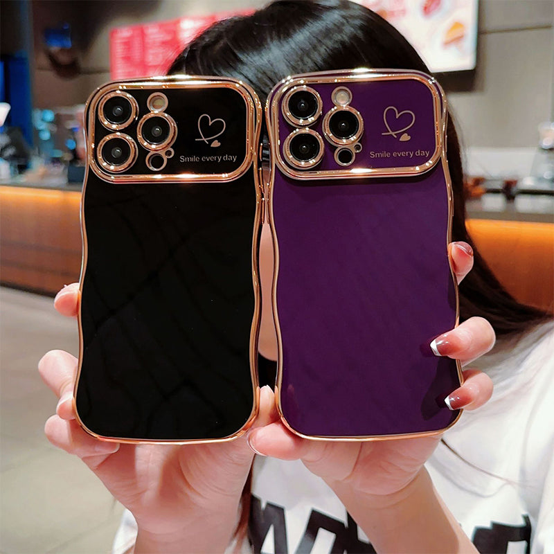 New Arrival - Fashionable Ripple Heart Solid Color Shockproof iPhone Case