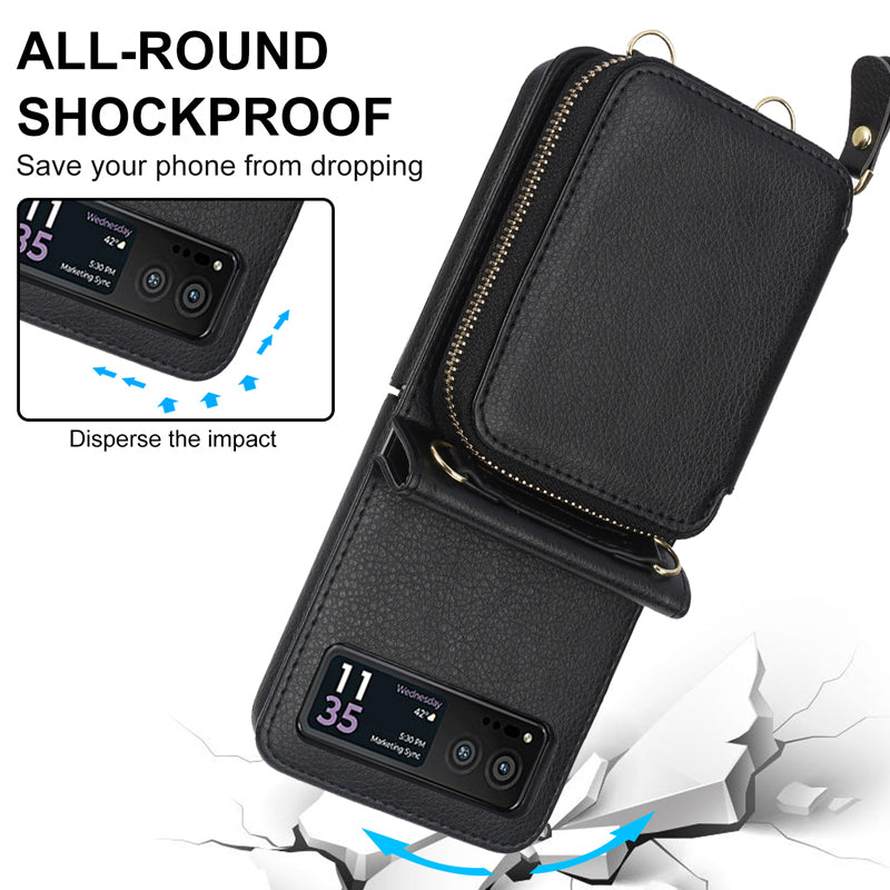 Leather case with card holder and zip for Samsung Galaxy Z Flip3/4/5/6