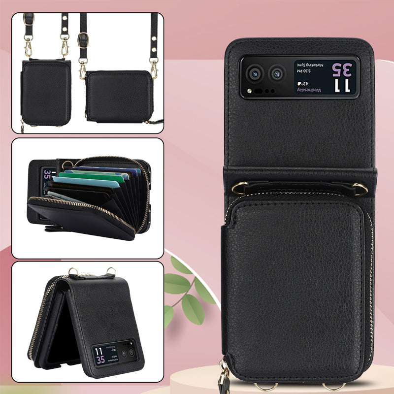Leather case with card holder and zip for Samsung Galaxy Z Flip3/4/5/6