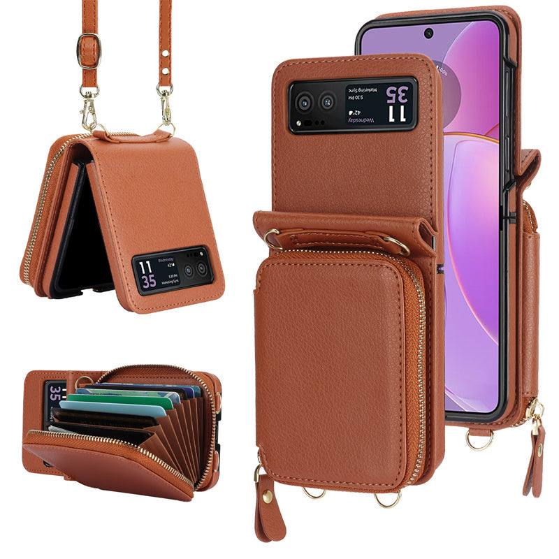 Leather case with card holder and zip for Samsung Galaxy Z Flip3/4/5/6
