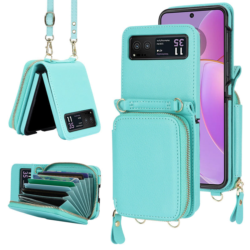 Leather case with card holder and zip for Samsung Galaxy Z Flip3/4/5/6