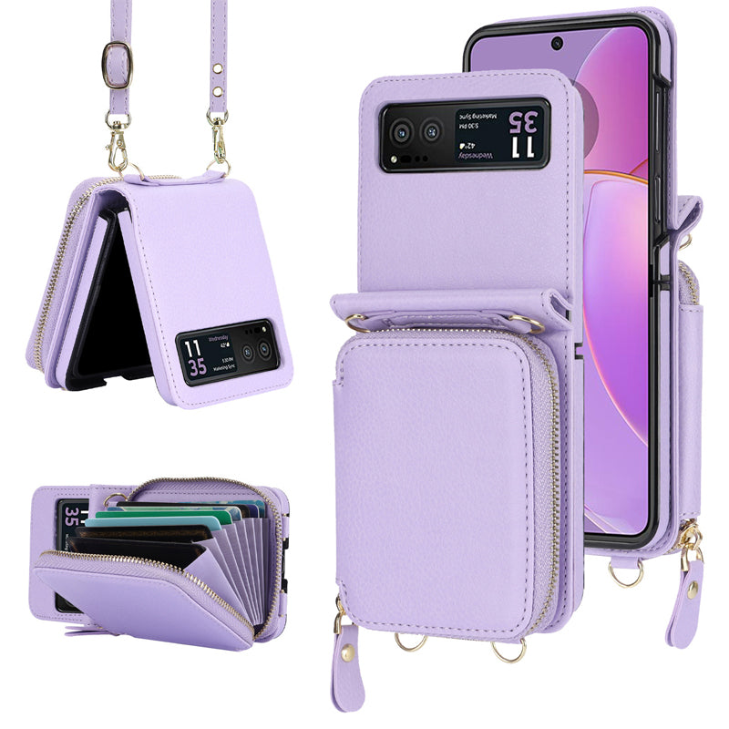 Leather case with card holder and zip for Samsung Galaxy Z Flip3/4/5/6