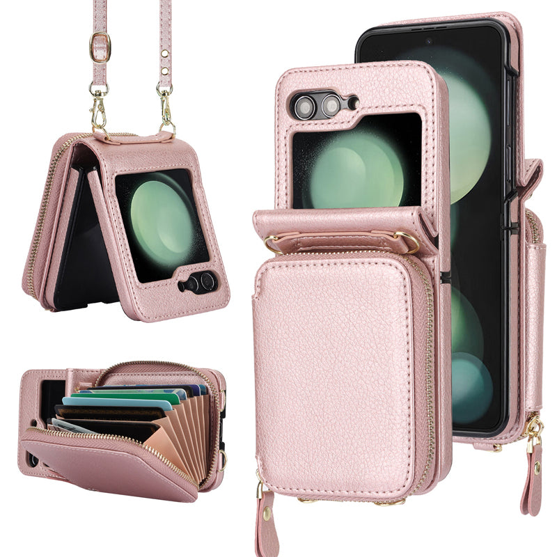 Leather case with card holder and zip for Samsung Galaxy Z Flip3/4/5/6