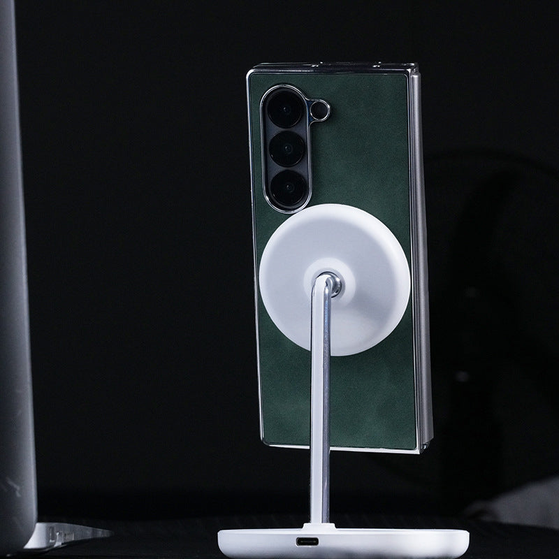 Luxury Electroplated Leather Magnetic Charging Protective Shell for Samsung Z Fold6/5/4/3