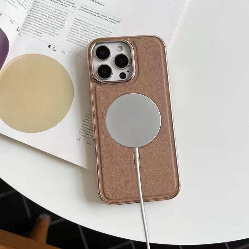 Magnetic Charging Leather Case for iPhone