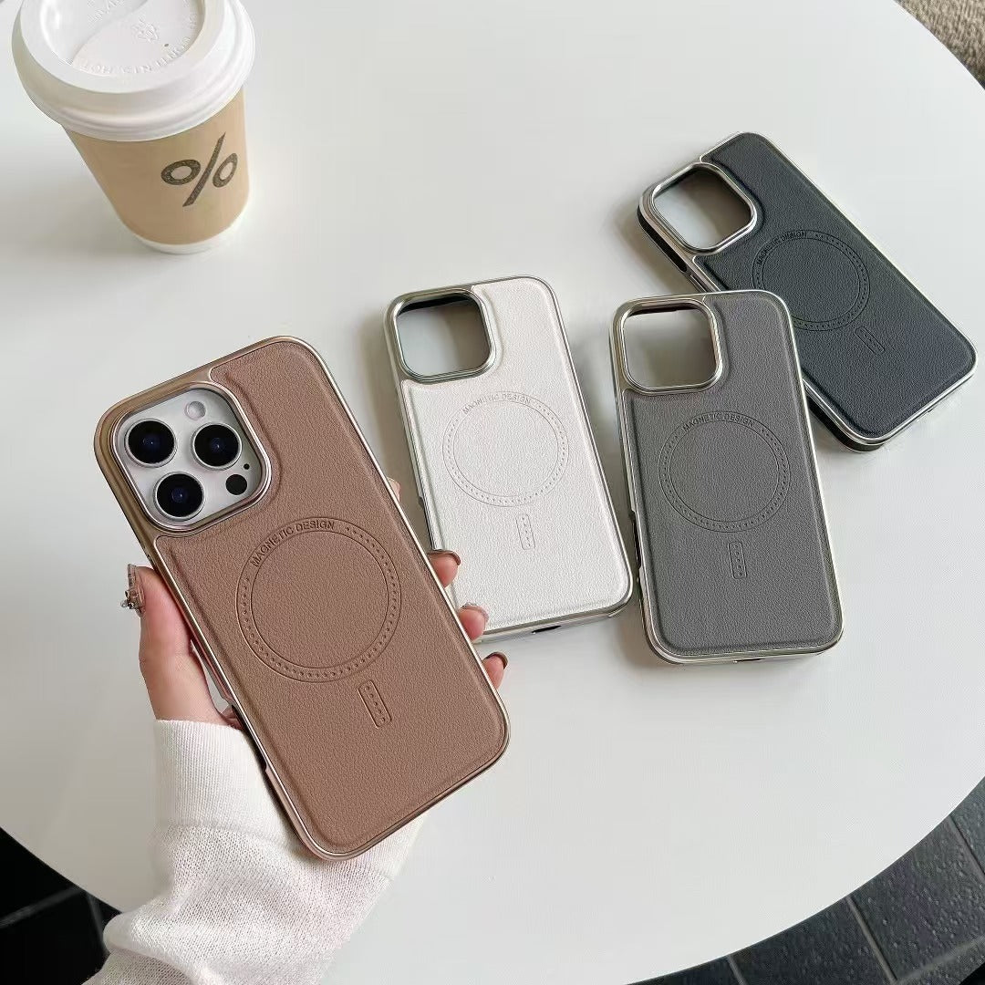 Magnetic Charging Leather Case for iPhone