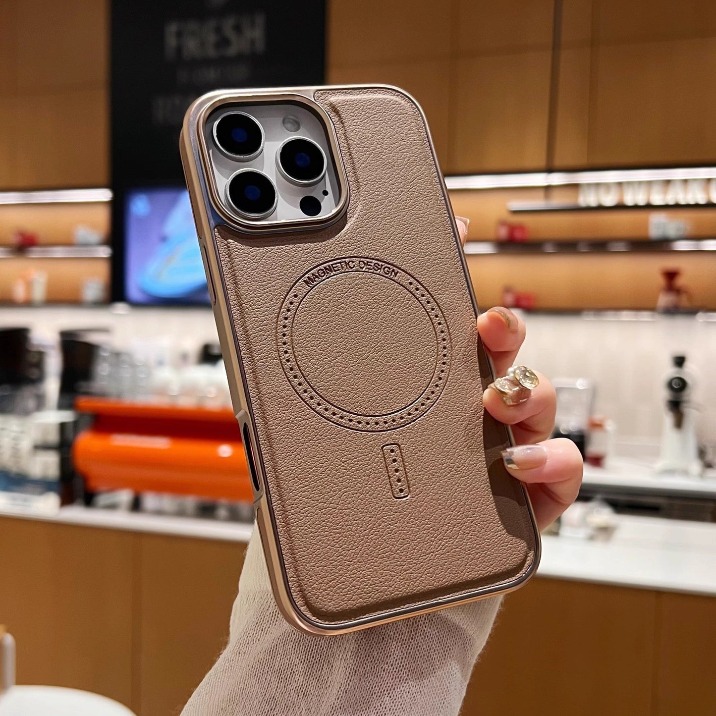 Magnetic Charging Leather Case for iPhone