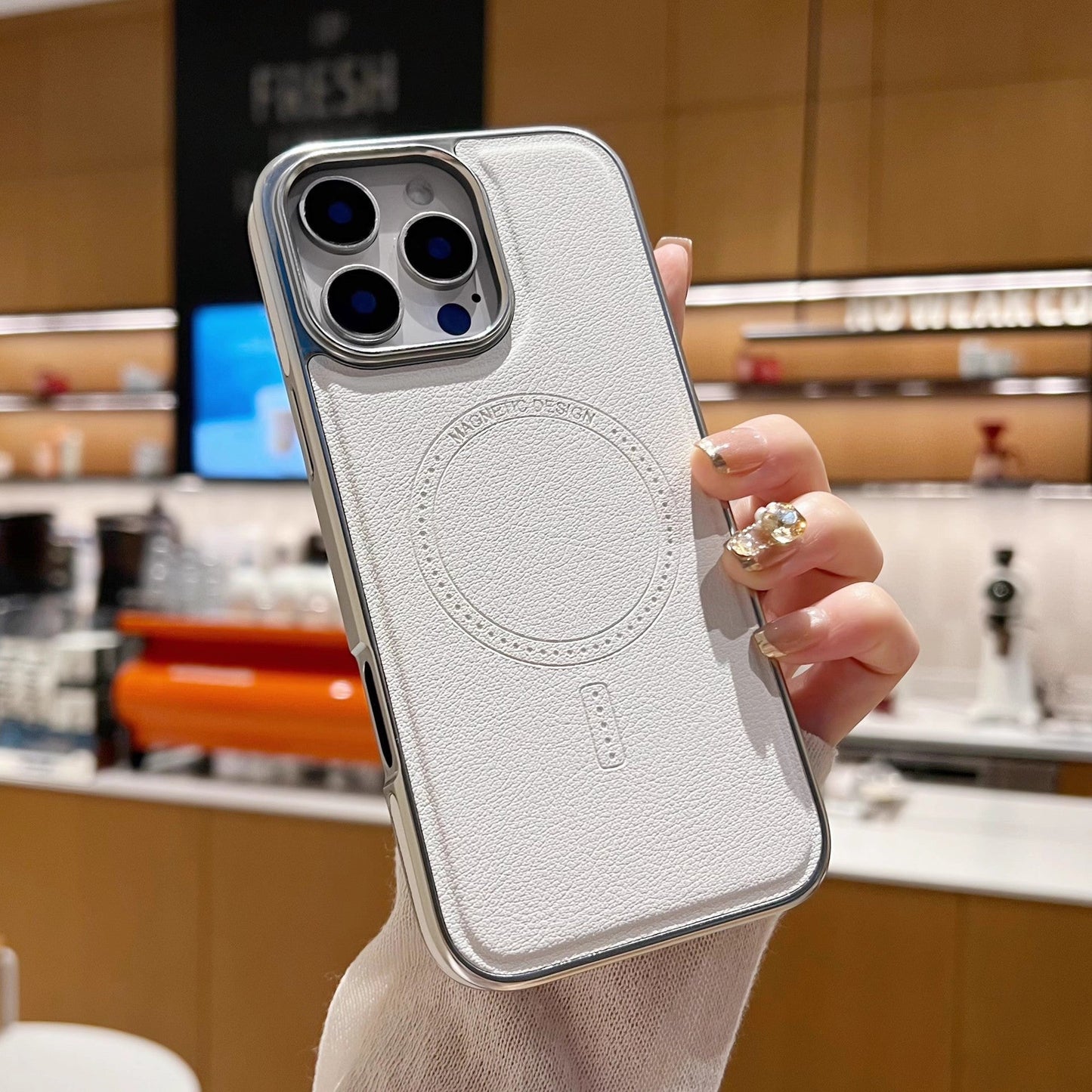 Magnetic Charging Leather Case for iPhone