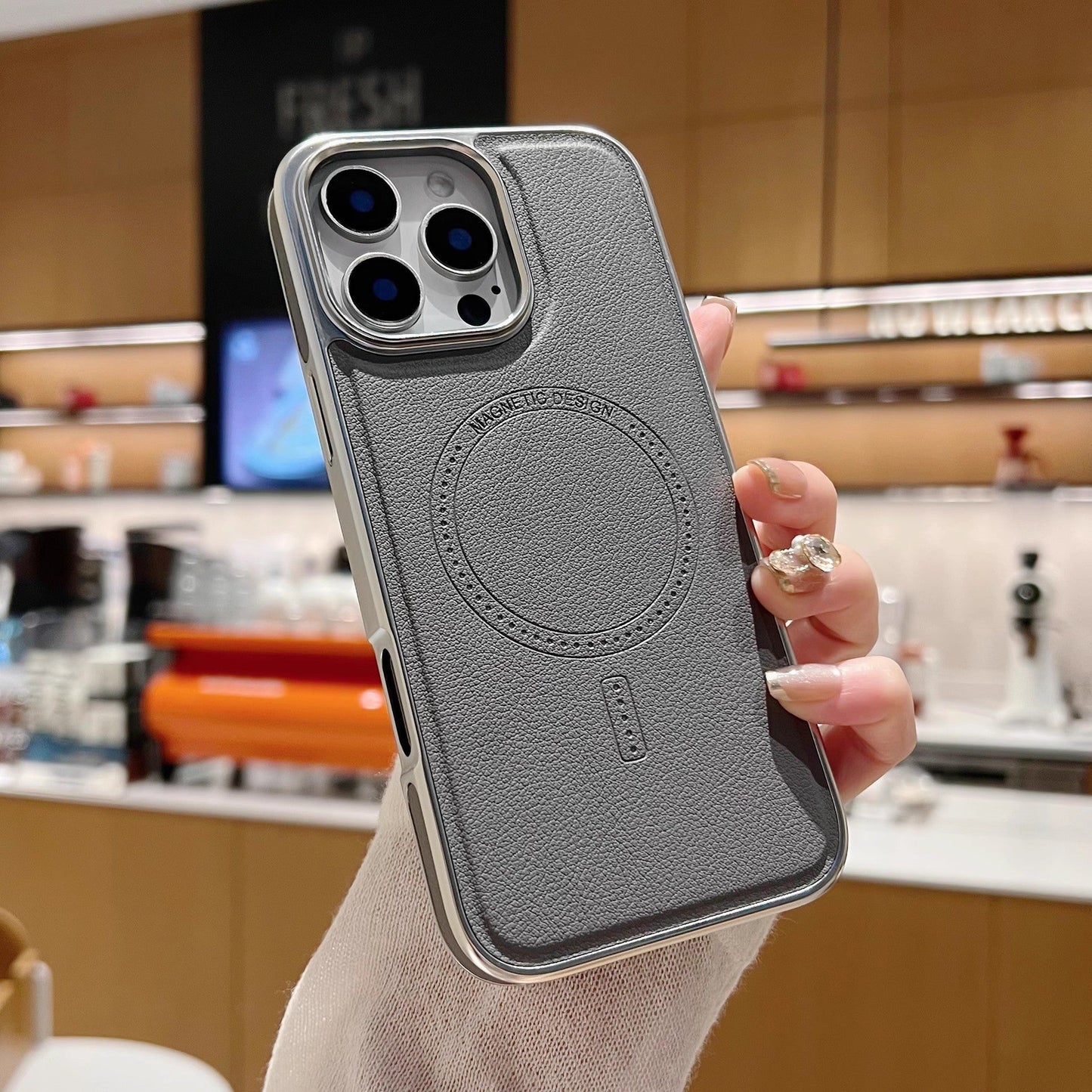 Magnetic Charging Leather Case for iPhone