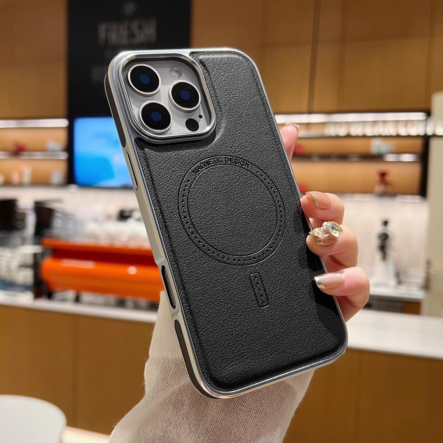 Magnetic Charging Leather Case for iPhone