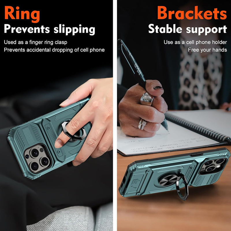 Phone Case with Card Holder & Ring Grip for iPhone