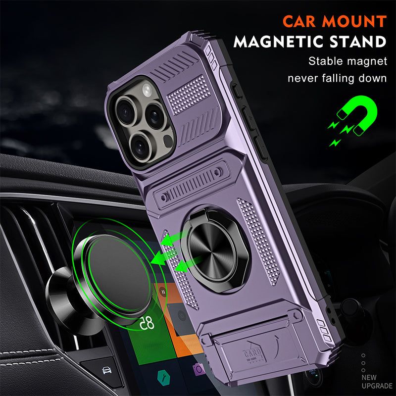 Phone Case with Card Holder & Ring Grip for iPhone