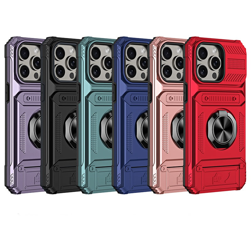 Phone Case with Card Holder & Ring Grip for iPhone