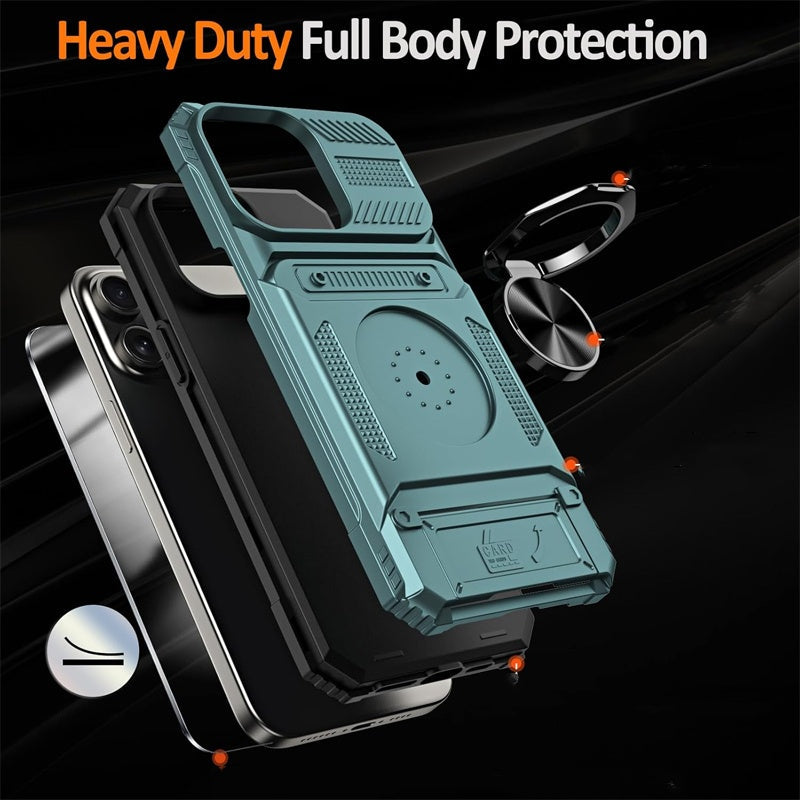 Phone Case with Card Holder & Ring Grip for iPhone
