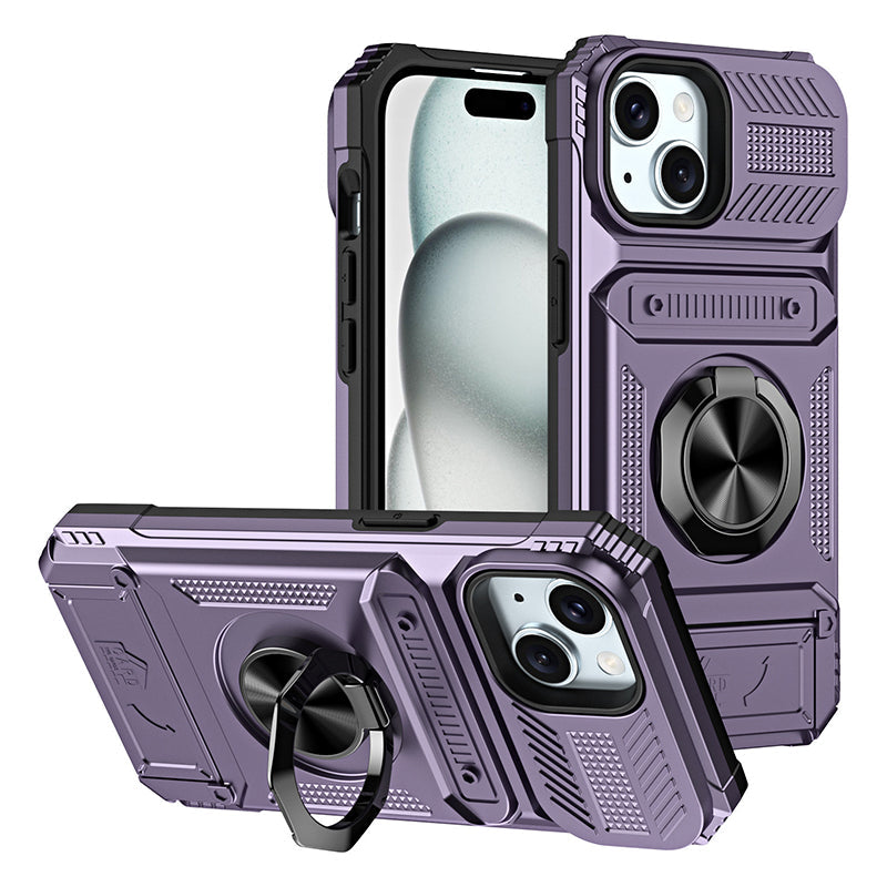 Phone Case with Card Holder & Ring Grip for iPhone