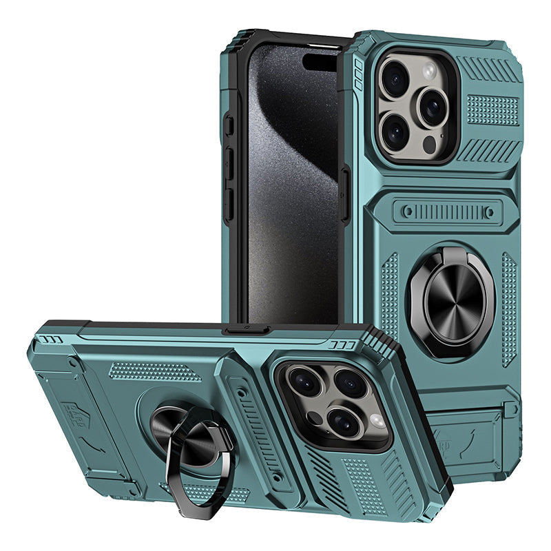 Phone Case with Card Holder & Ring Grip for iPhone